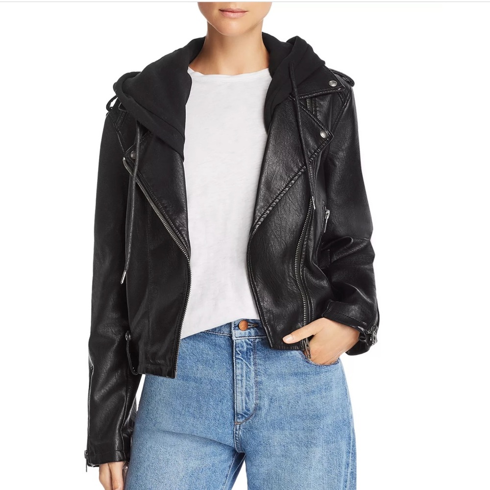Blank NYC Black Hooded Moto Jacket in Size Medium